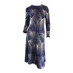 Important Vintage 70s Diane Von Furstenberg ' Fireworks ' Blue + White Dress DVF 1