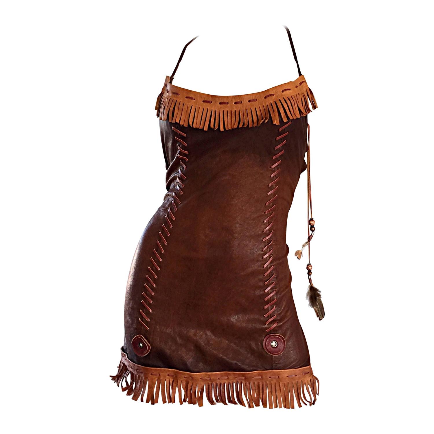 leather fringe dress