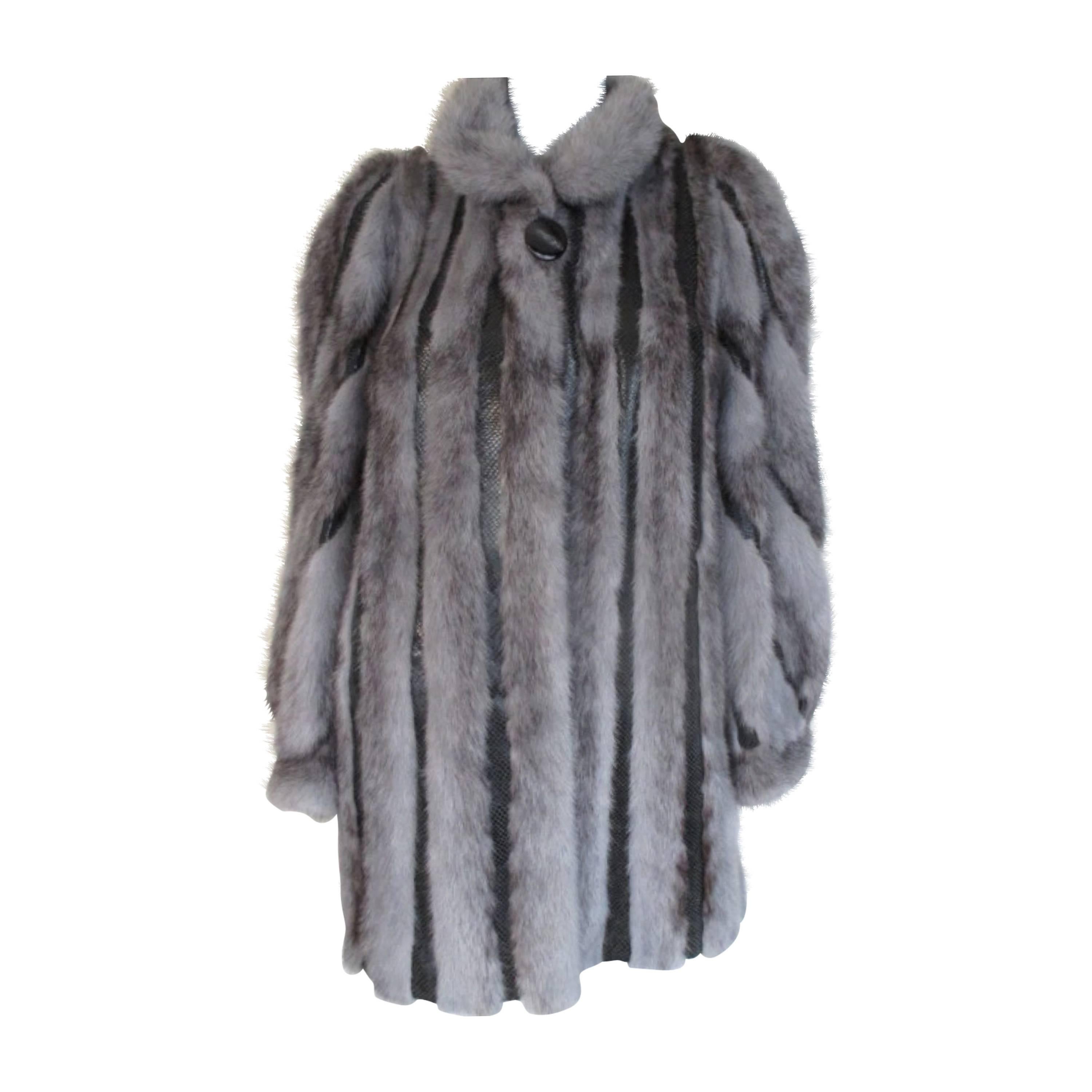 Blue Grey Mink Fur coat 