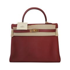 Hermes Rouge Clemence 35cm Soft Kelly Handbag - circa 2013 - New with Box