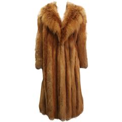 Custom Full Length Golden Fox Fur Coat - M/L 2