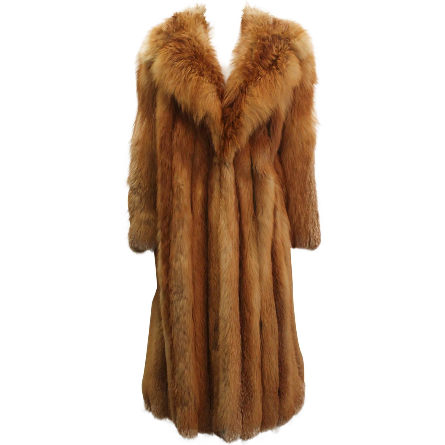 Custom Full Length Golden Fox Fur Coat - M/L For Sale at 1stDibs | full  length fur coat, gold fox fur coat, gold fox fur