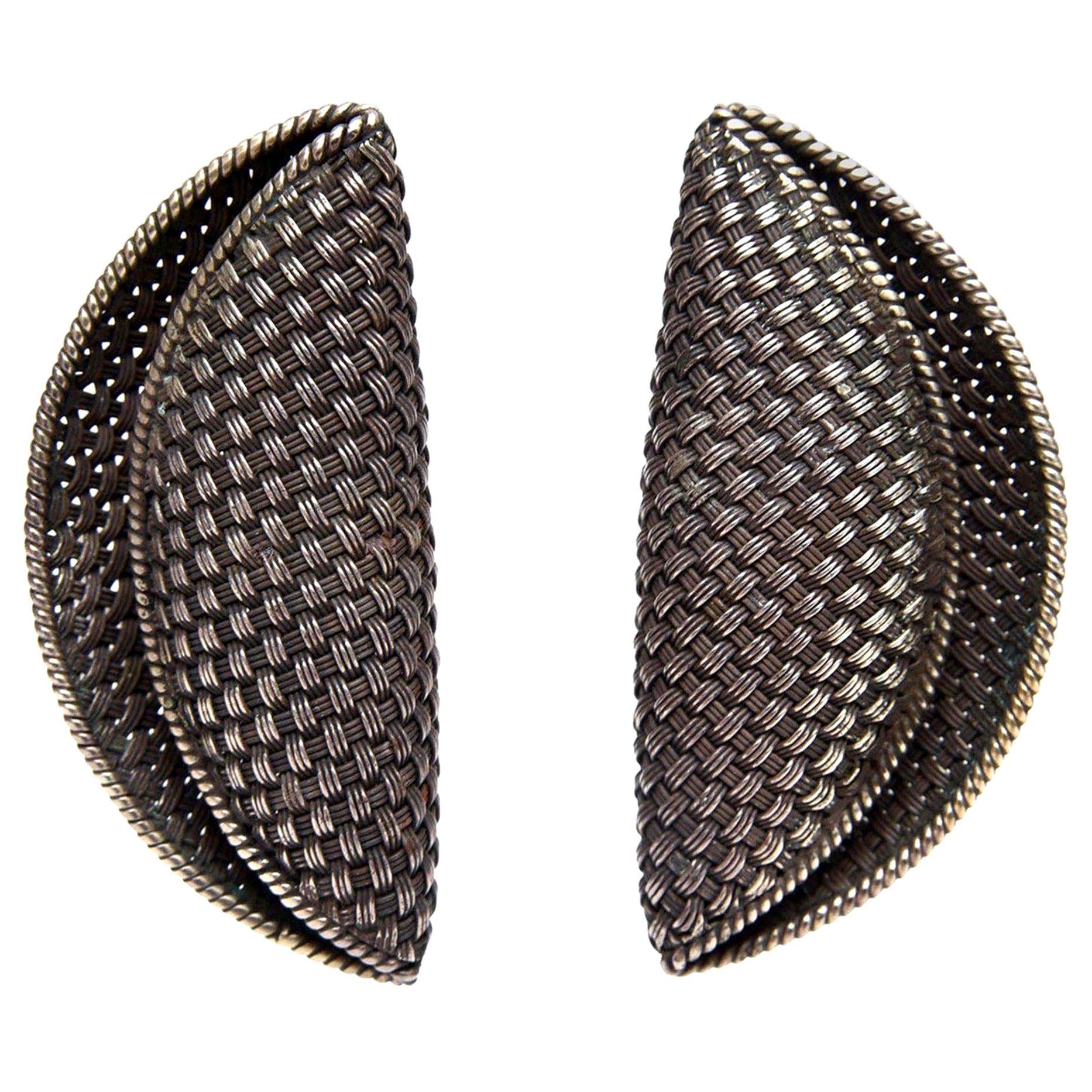Vintage John Hardy Woven Sterling Silver Sculptural Clip On Earrings For Sale