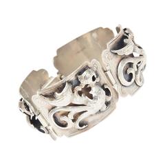Signed Dimensional / Textural Sterling Silver Argentinian Bracelet 10