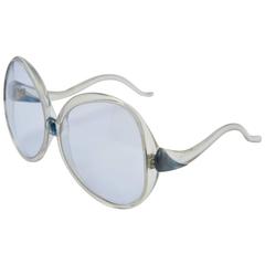 Vintage Renauld 1970s Blue Tinted Oversized Sunglasses