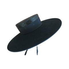 Vintage Yves Saint Laurent Numbered Couture Runway Black Hat