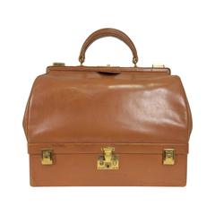 Rare Hermes 1950s Sac Mallette in glazed box calf saddle tan leather 11