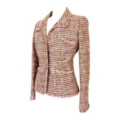 CHANEL 03P jacket neutral soft dusty pink Tweed 46 / 10 to 12