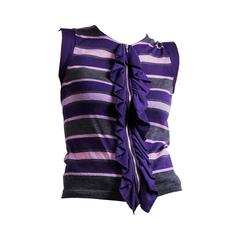 2009 Marni sleeveless top with zipper and ruffles and striped , size XS