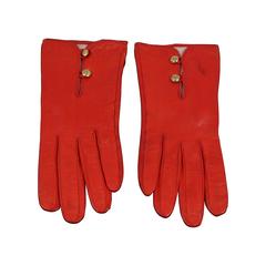 Chanel Red Leather Gloves