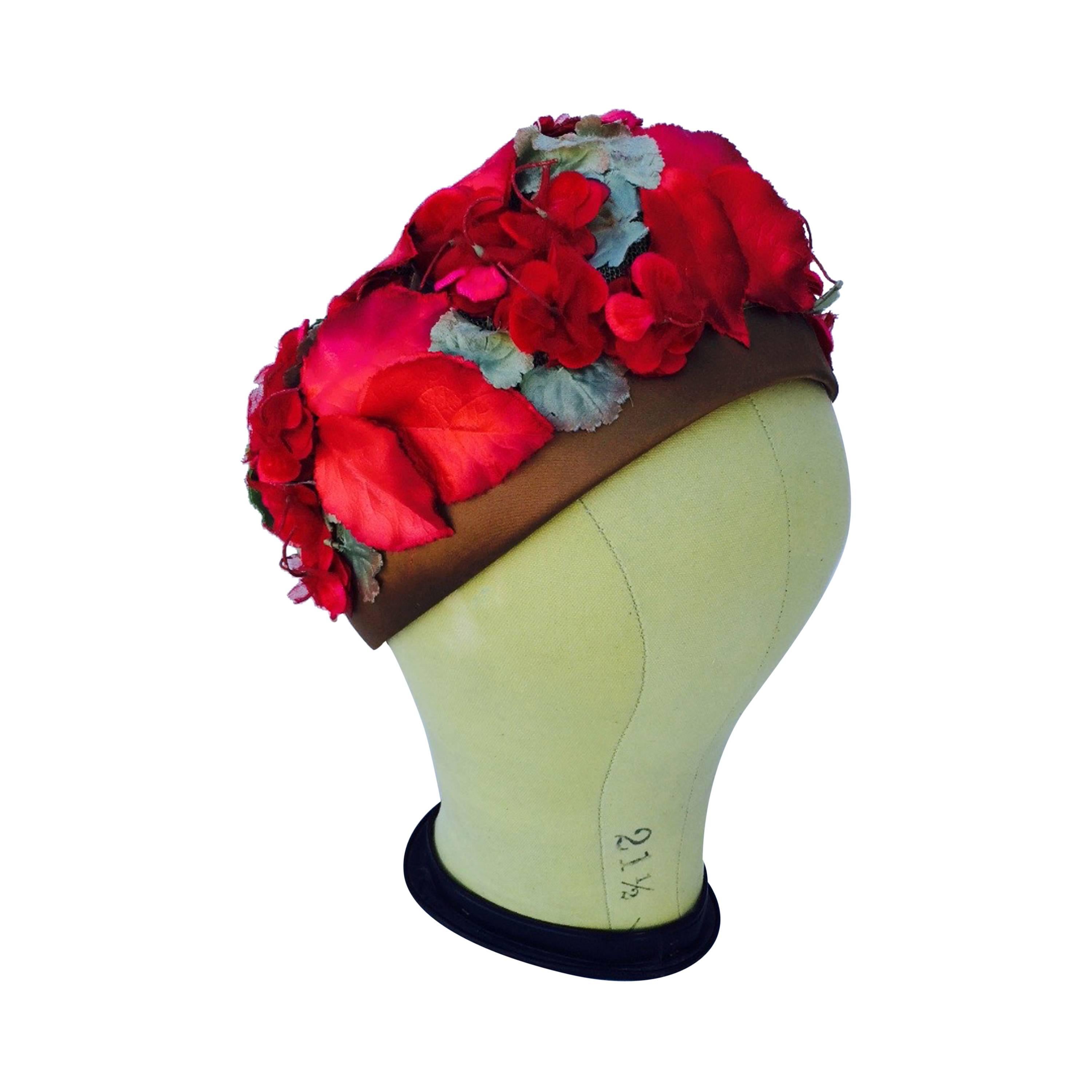 Schiaparelli Floral Trimmed Turban 1950s