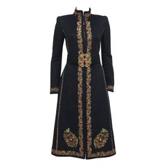 Oscar De La Renta hand embroidered woollen coat, c. 1990s