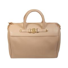VERSACE Pink Mauve Top Handle Speedy Style Handbag with Gold Hardware