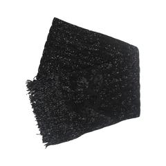 RALPH LAUREN Black Silk Fully Beaded Fringed Scarf with Purple Storage Box 7