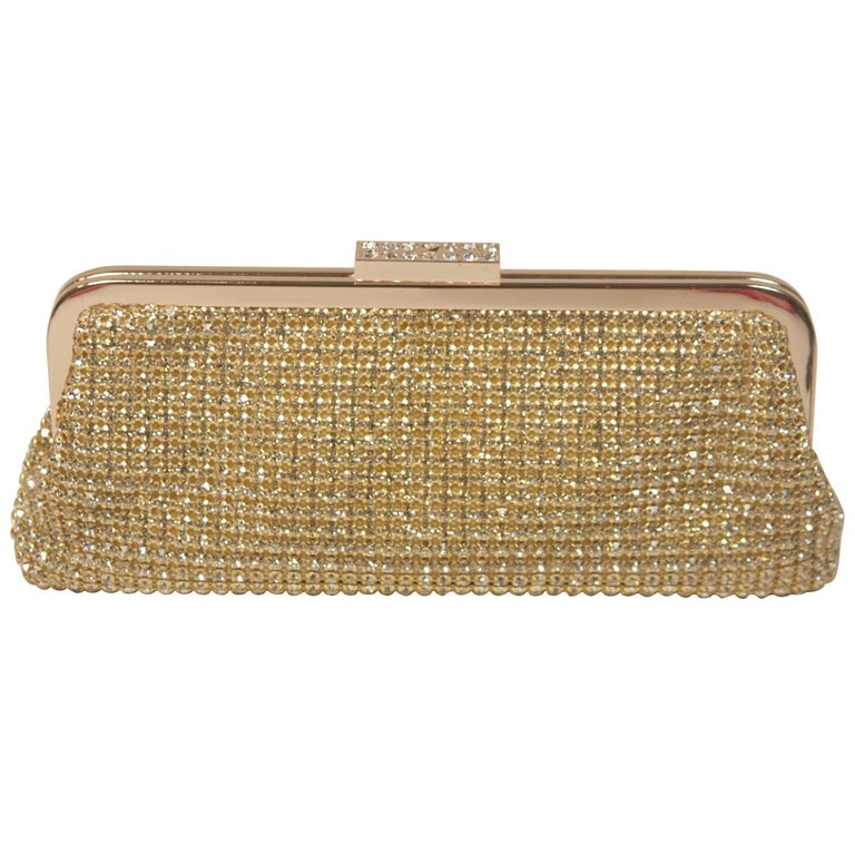 ELIZABETH MASON COUTURE Gold Rhinestone Clutch with Optional Strap at ...