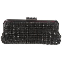 ELIZABETH MASON COUTURE Black Bejeweled Rhinestone Evening Clutch