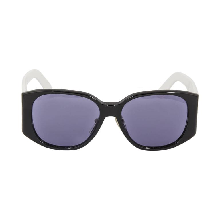 Chanel Black And White Logo Sunglasses at 1stdibs