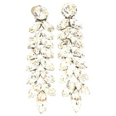 Vintage 20th Century Pair Of Silver & Austrian Crystal Chandelier Earrings by, Kramer