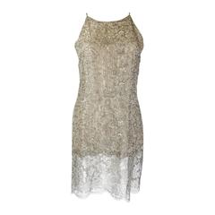 Genny Silver Metallic Embellished Lace Party Dress with Jacket 9