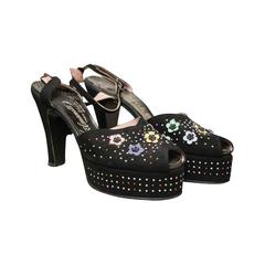 1940s Beaded Platform Shoes 1