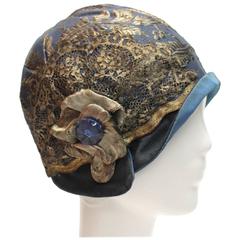 Antique 1920s Blue Cloche Hat