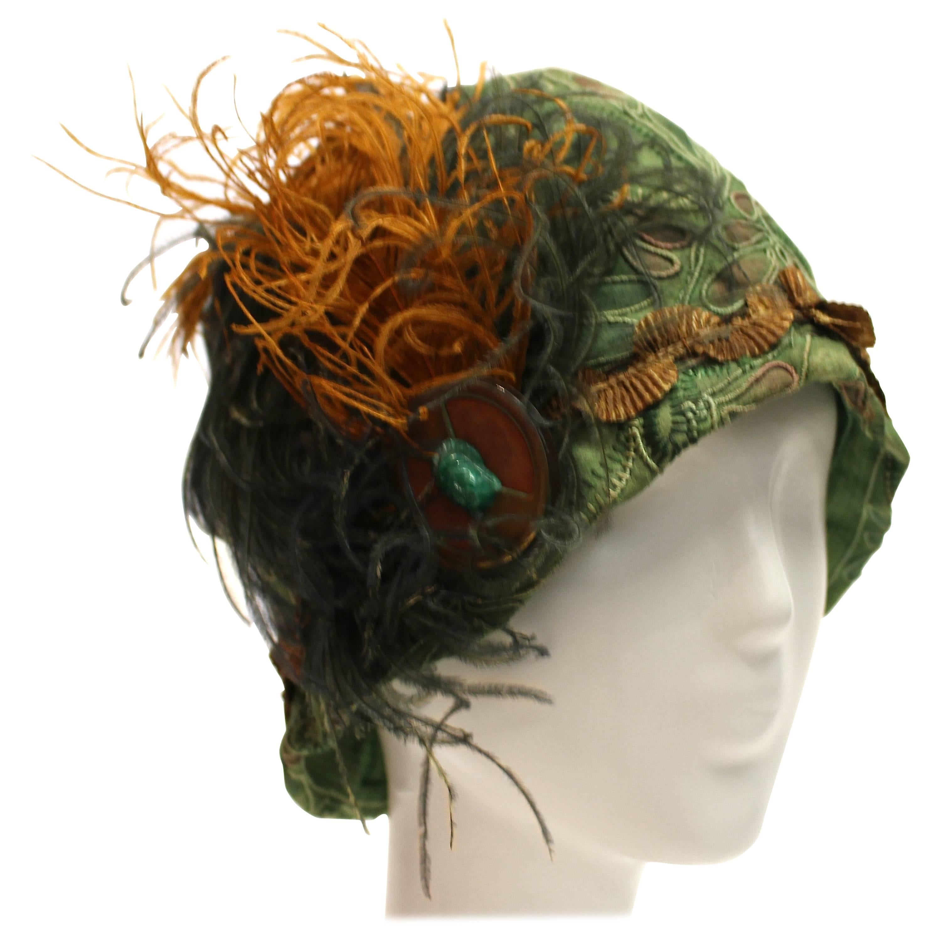 1920s Green Cloche Hat