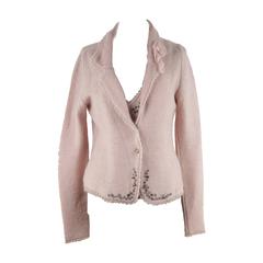 ERMANNO SCERVINO Italian Pink KNIT Wool Blend JACKET & TOP Set SIZE 44 IT 