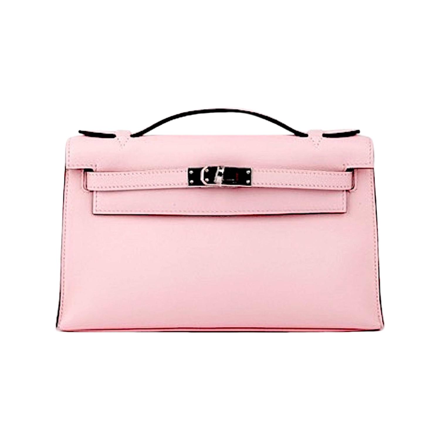 HERMES KELLY POCHETTE ROSE SAKURA SWIFT CLUTCH JaneFinds at 1stdibs  