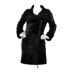 Donna Bacconi Schwarzer & blauer Shearling-Mantel Gr. L