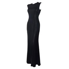 Richard Tyler Sleek Silk Satin Gown w/ Sheer Chiffon Panels