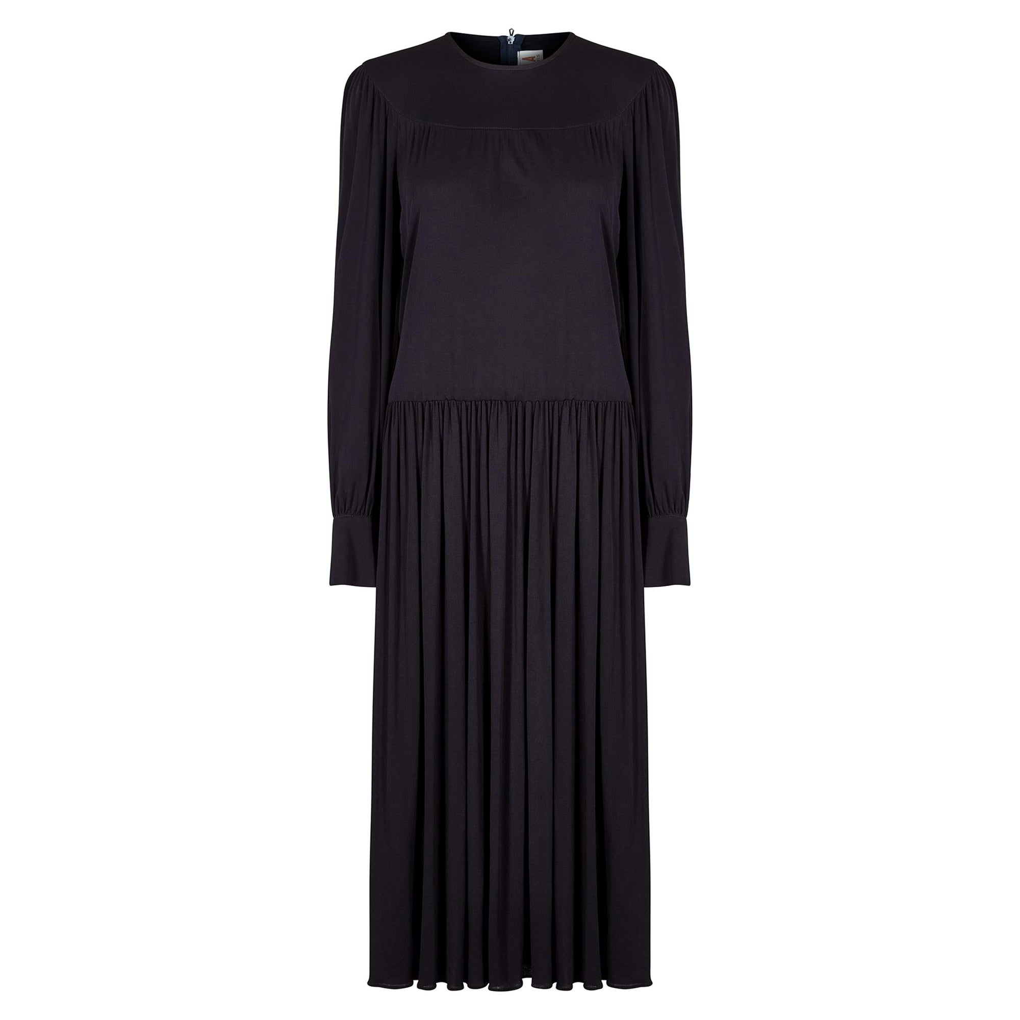 1970s Tricosa Long Sleeve Black Jersey Dress