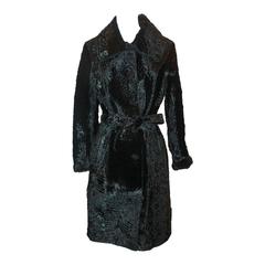 Marengo Black Broadtail Collared Full Coat with Belt - L 1