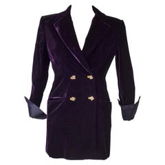 Vintage  A Versace Cardinal Purple Velvet Evening Tuxedo Jacket Circa 2000