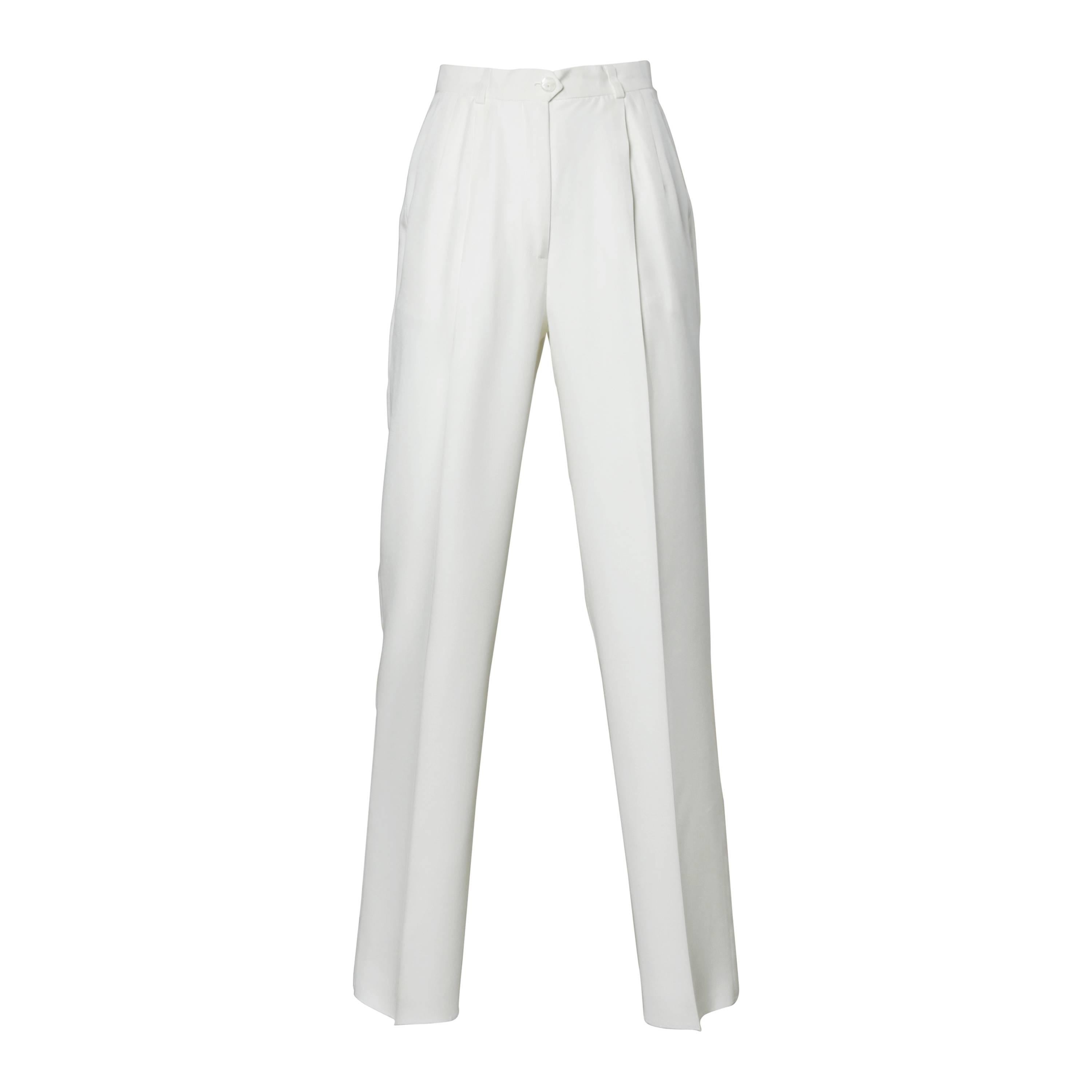 Louis Feraud 90s Vintage White High Waisted Trousers or Pants