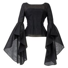 Vintage A Pierre Cardin Organza Blouse With Dramatic Batwing Sleeves Circa 1970/1980