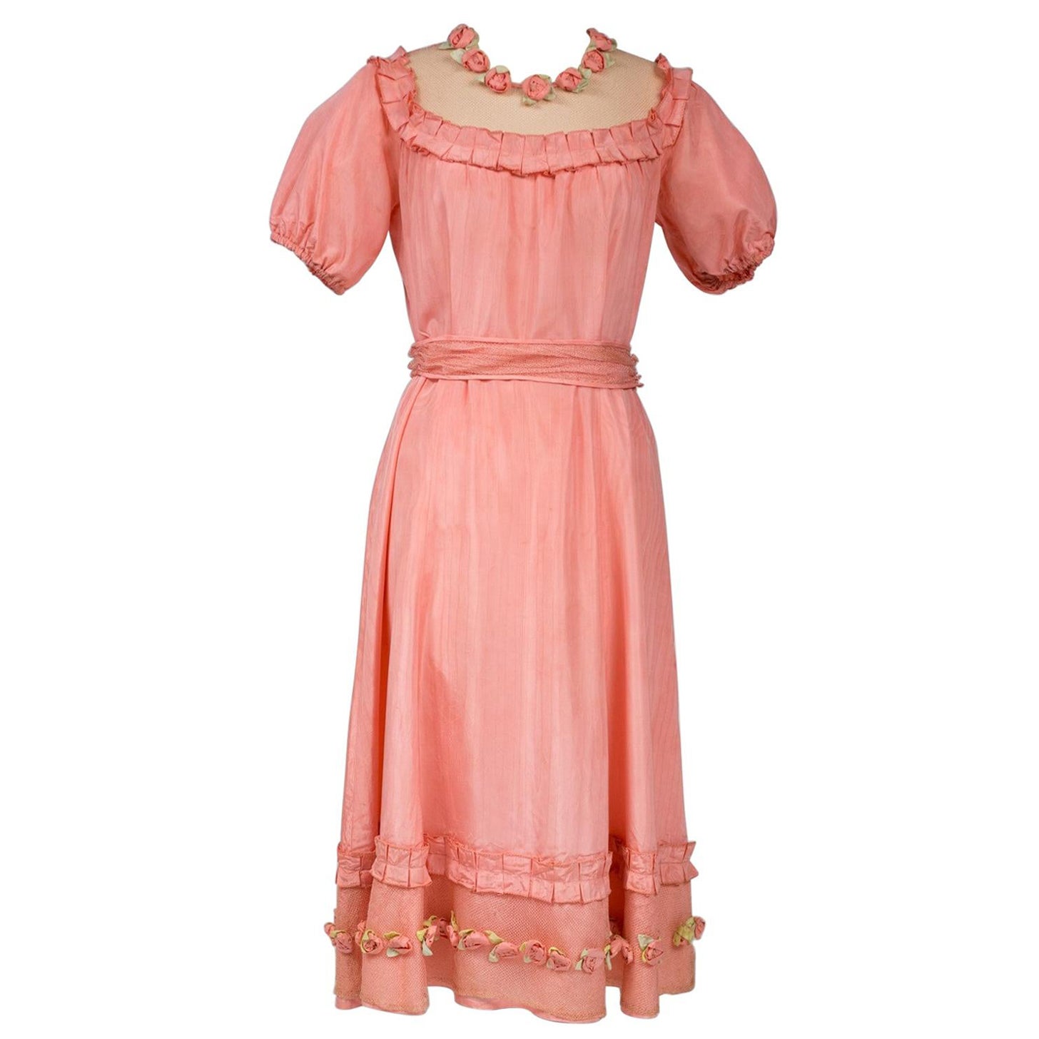 Französisches Sommerkleid aus Viskose-Taft-Stoff, um 1920/1930 im Angebot