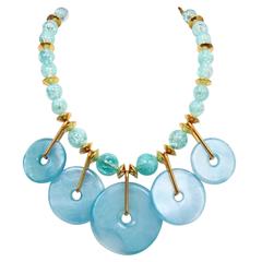 Yves Saint Laurent Turquoise Disc Necklace