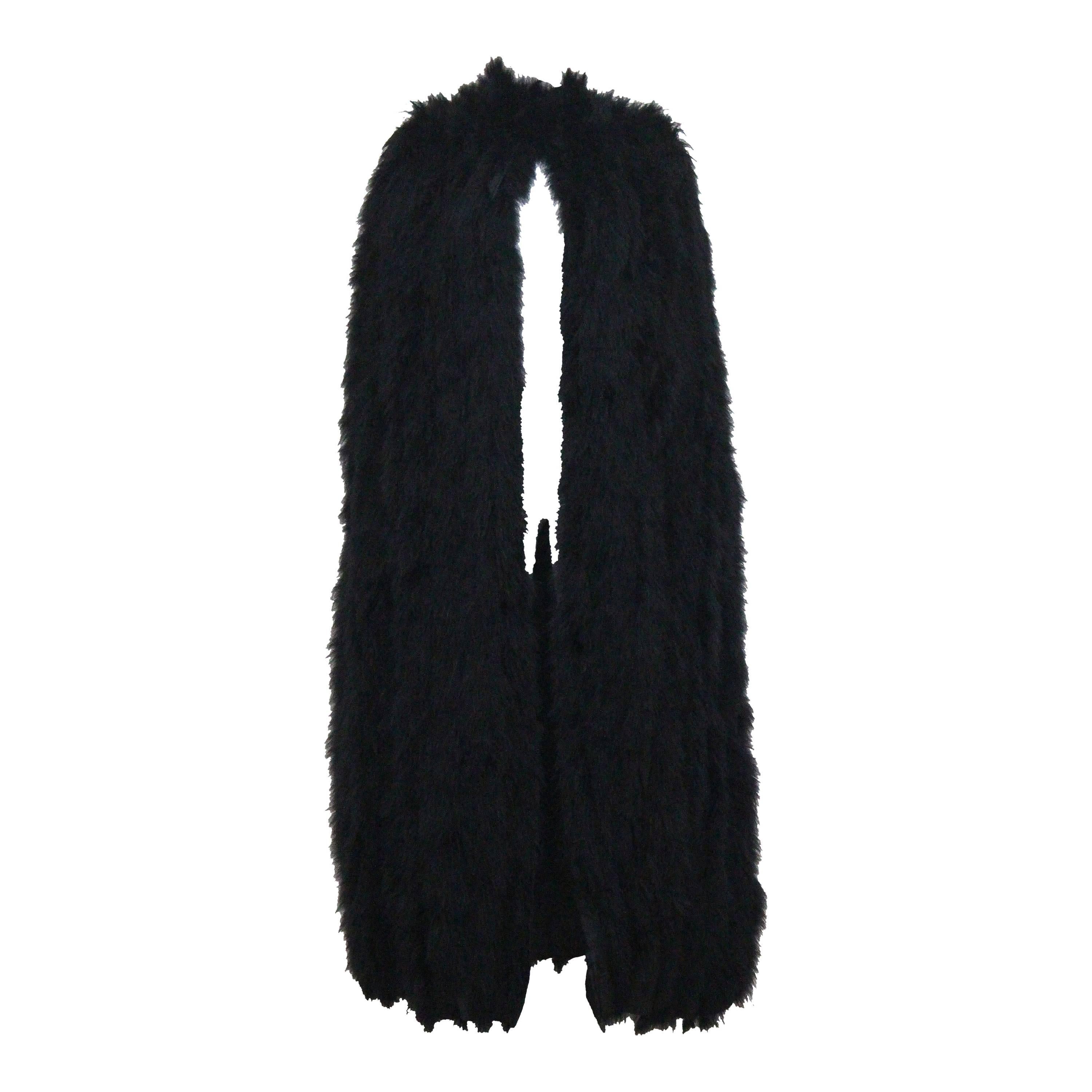 Franka, full length black marabou fur cape, c. 1960s