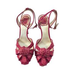 Christian Dior New Magenta Alligator Sandals