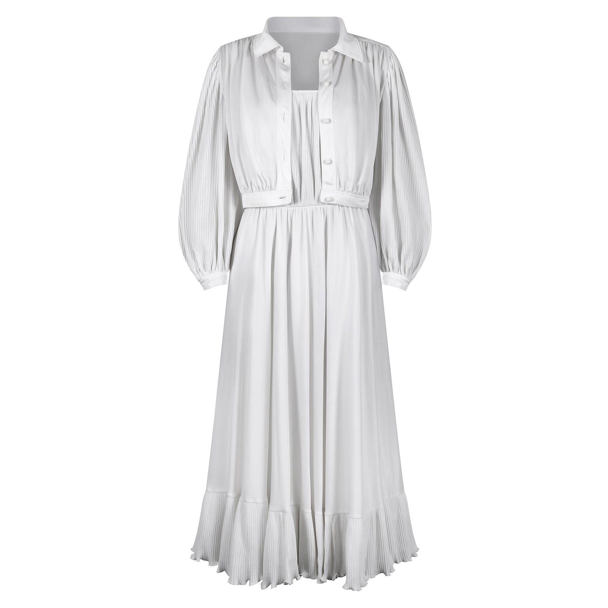 1970s French Haute Couture White Jersey Dress and Jacket For Sale