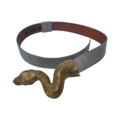 Christopher Ross Exotic Massive Serpent Belt Buckle c 1980