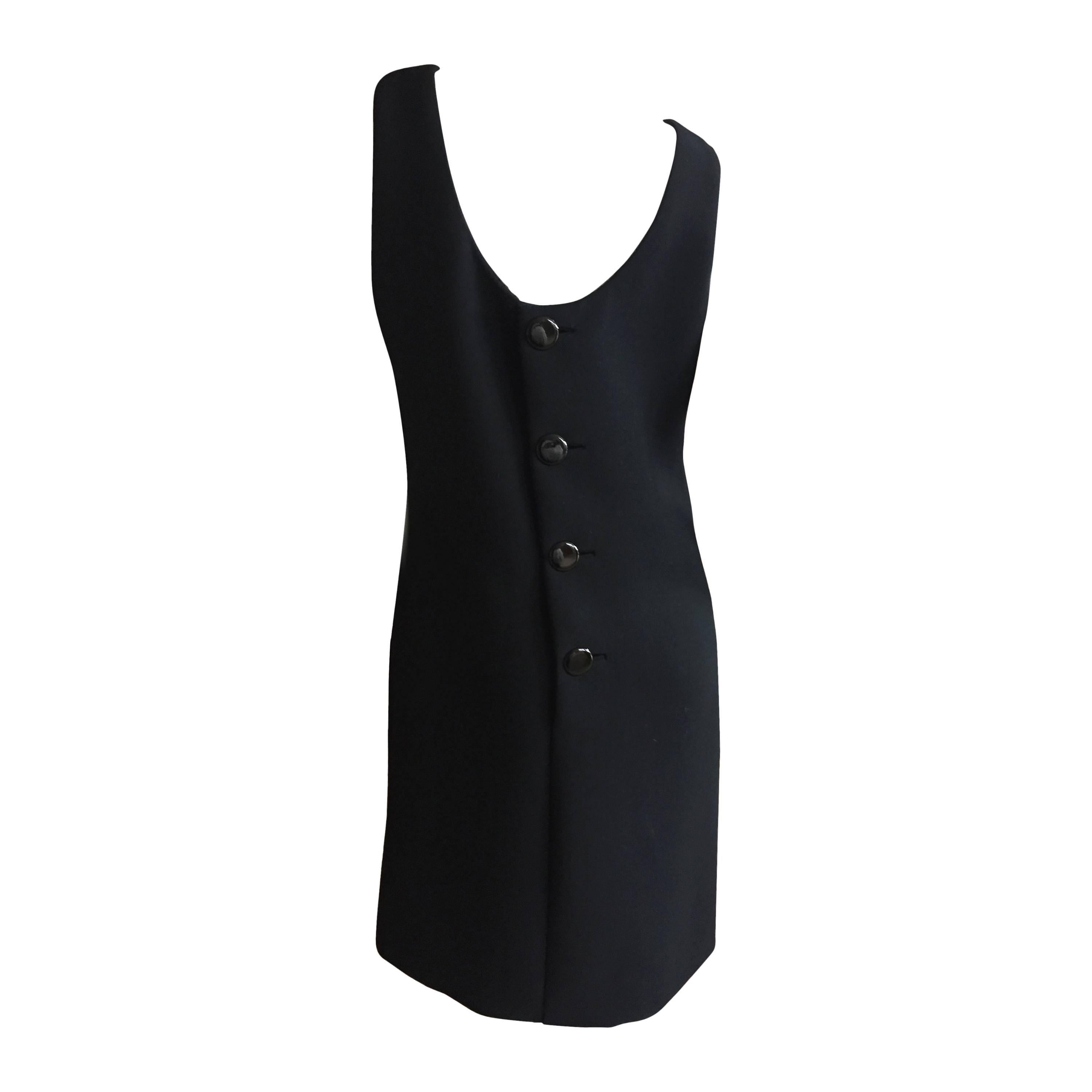 Norman Norell Black Scoop Back Button Dress For Sale
