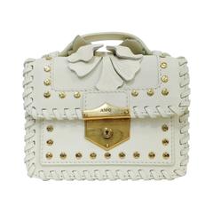  Alexander McQueen White Leather Crossbody Bag W Leaf Appliques Studs