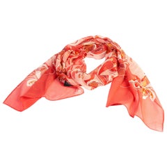 Lancetti Coral Silk Chiffon Scarf