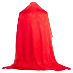YSL Vintage Red Silk Oversize Shawl