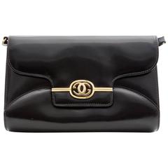 Schwarze Leder-Clutch von Gucci mit abnehmbarem Schulterriemen, ca. 1970er Jahre