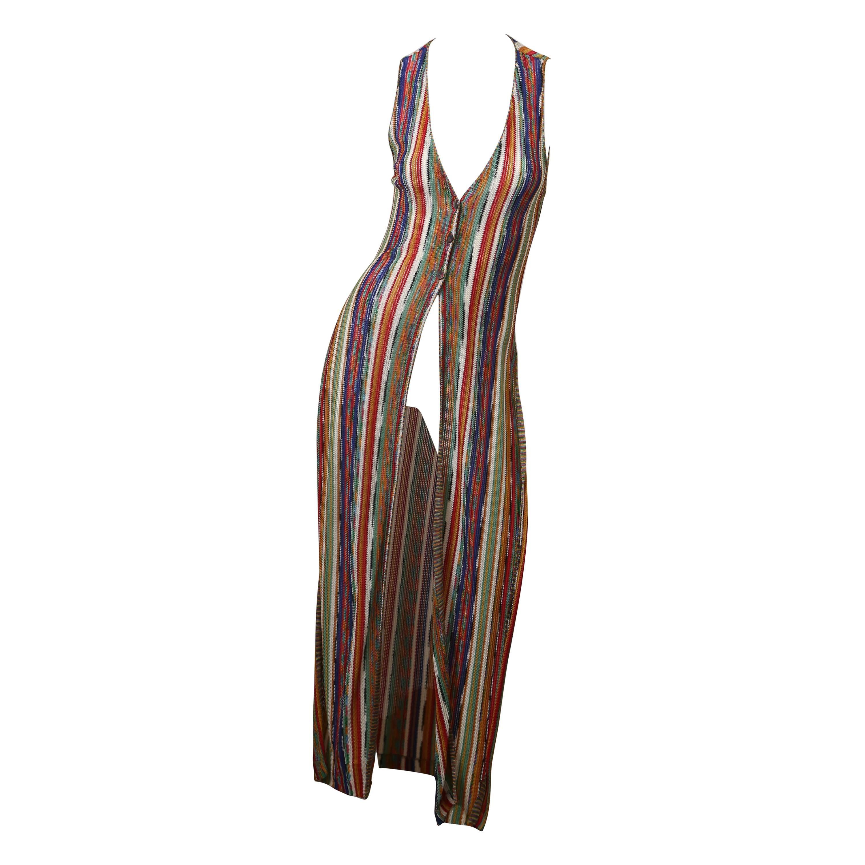 Missoni Mulit-Colored Striped long Knit Vest