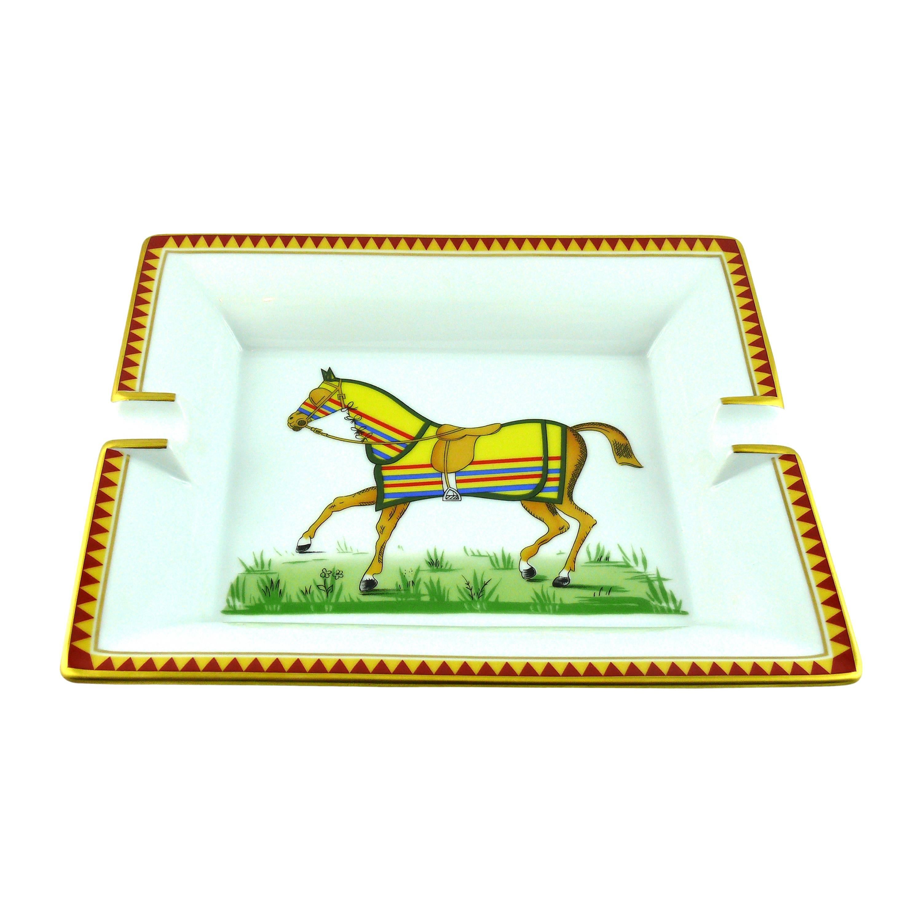 Hermes Equestrian Large Porcelain Cigar Ashtray Pin Tray