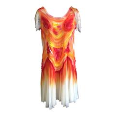 Vintage Issey Miyake Colorful Silk Tie Dye Dress