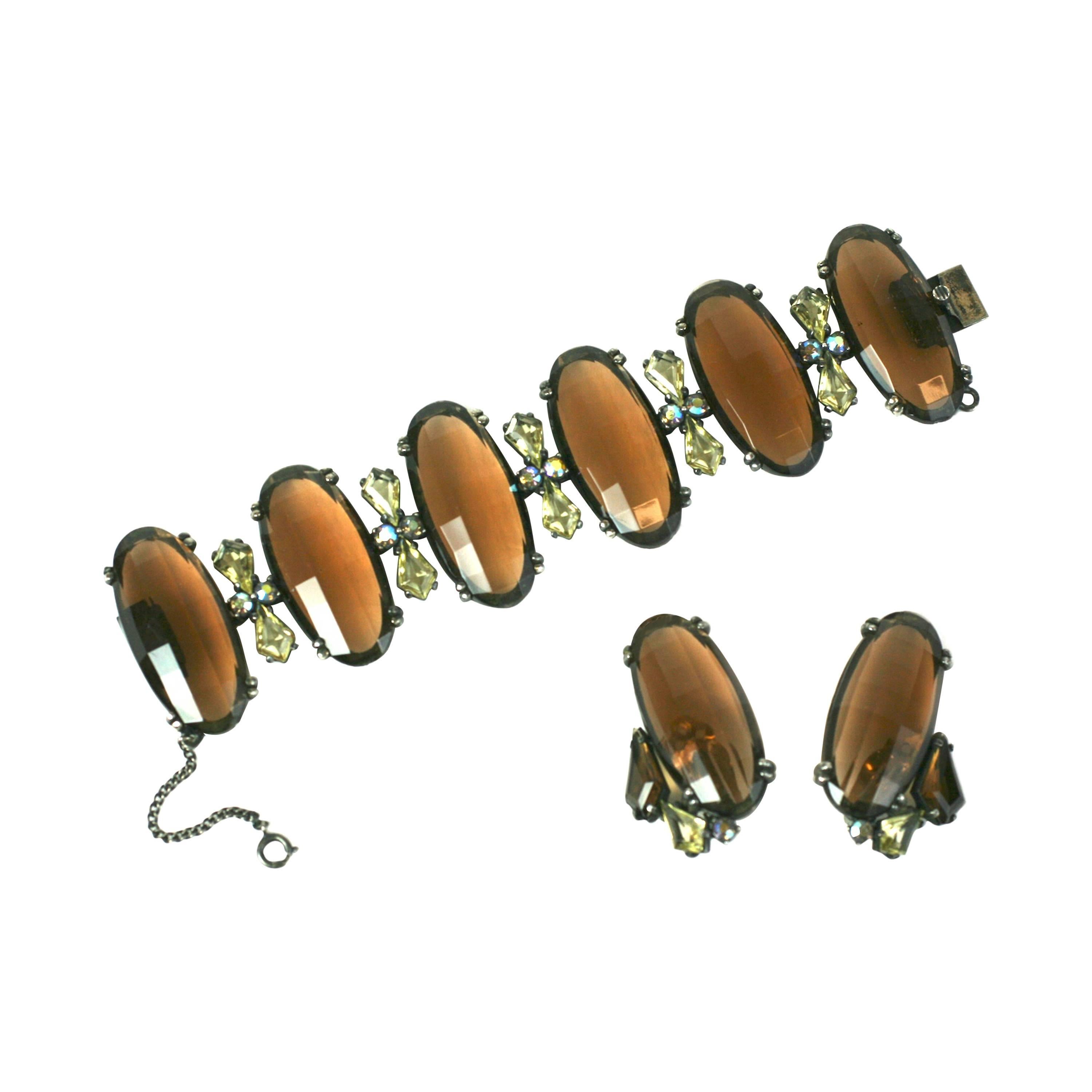 Schiaparelli Oversized Topaz Bracelet and Ear Clips
